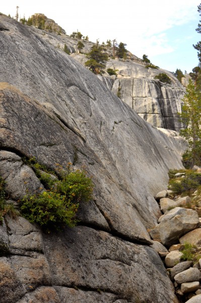 Untouched boulder friction slab traverse, Olmstead Canyon