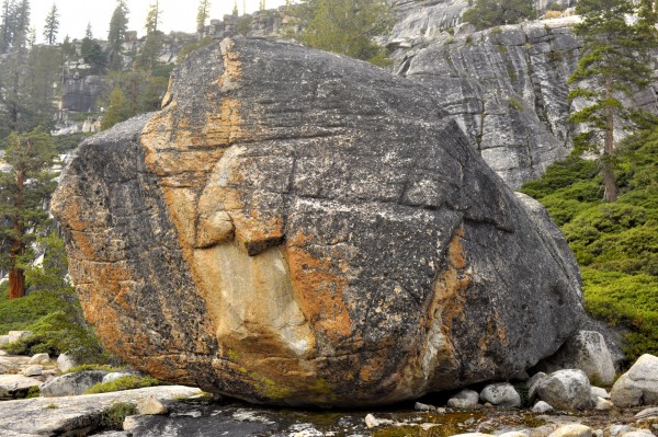 Undeveloped orange boulder, Olmstead Canyon